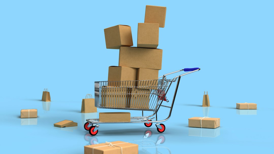 Carrello in miniatura, immagine illustrativa della vendita al dettaglio online