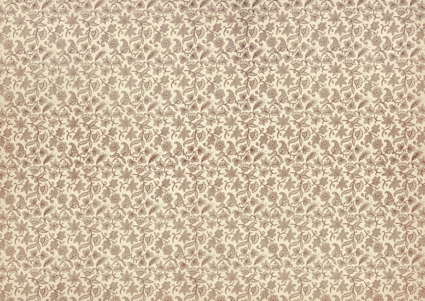 Motivo ornamentale floreale marrone ripetuto su fondo beige